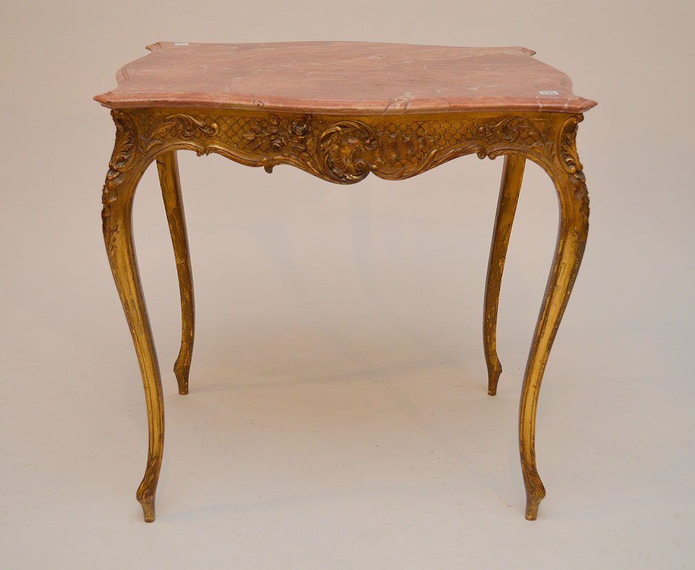 French carved gilded occasional table with faux painted (1 of 4)