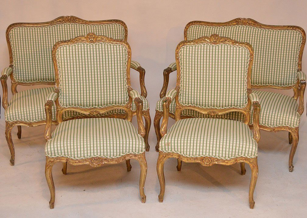 4 pc. French style parlor set, 2 settees and pair (1 of 3)