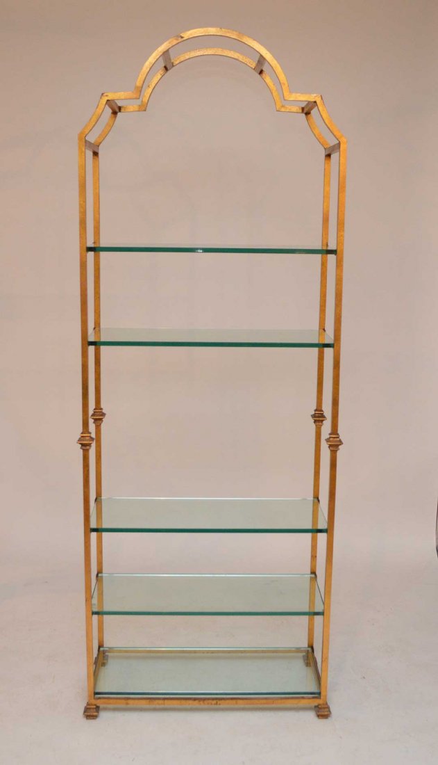 5 shelf gilt metal etergere, 82" tall x 30" wide x 12" (1 of 3)
