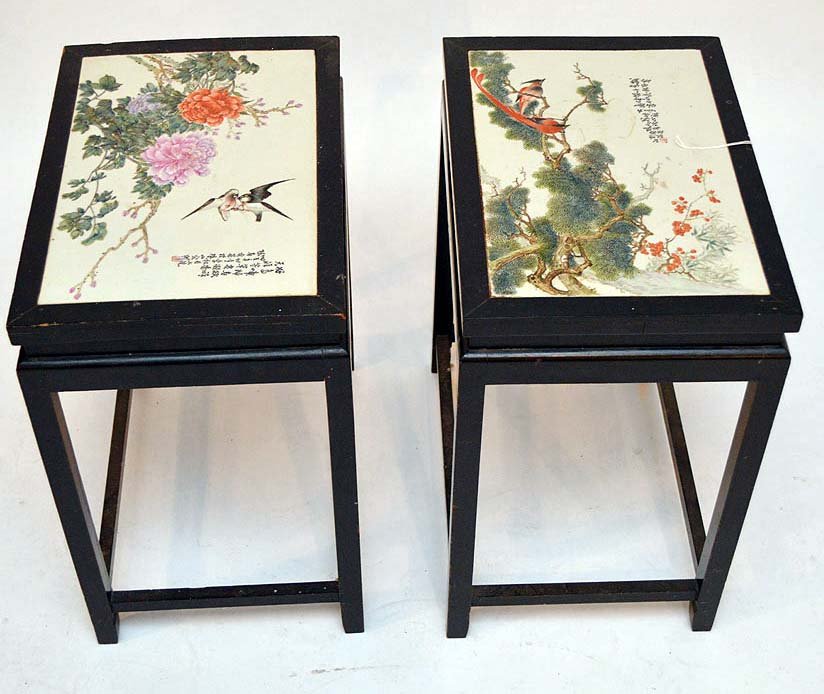 Pair Chinese Republic Period Porcelain Top Tables With (1 of 6)