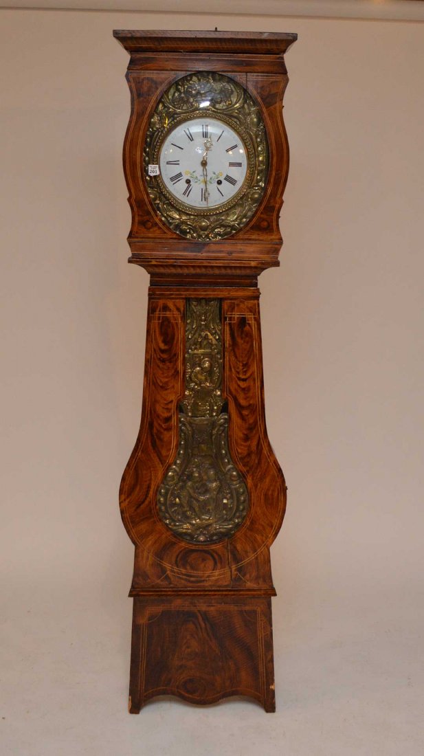 French tall mobier clock, grain painted case with brass (1 of 10)