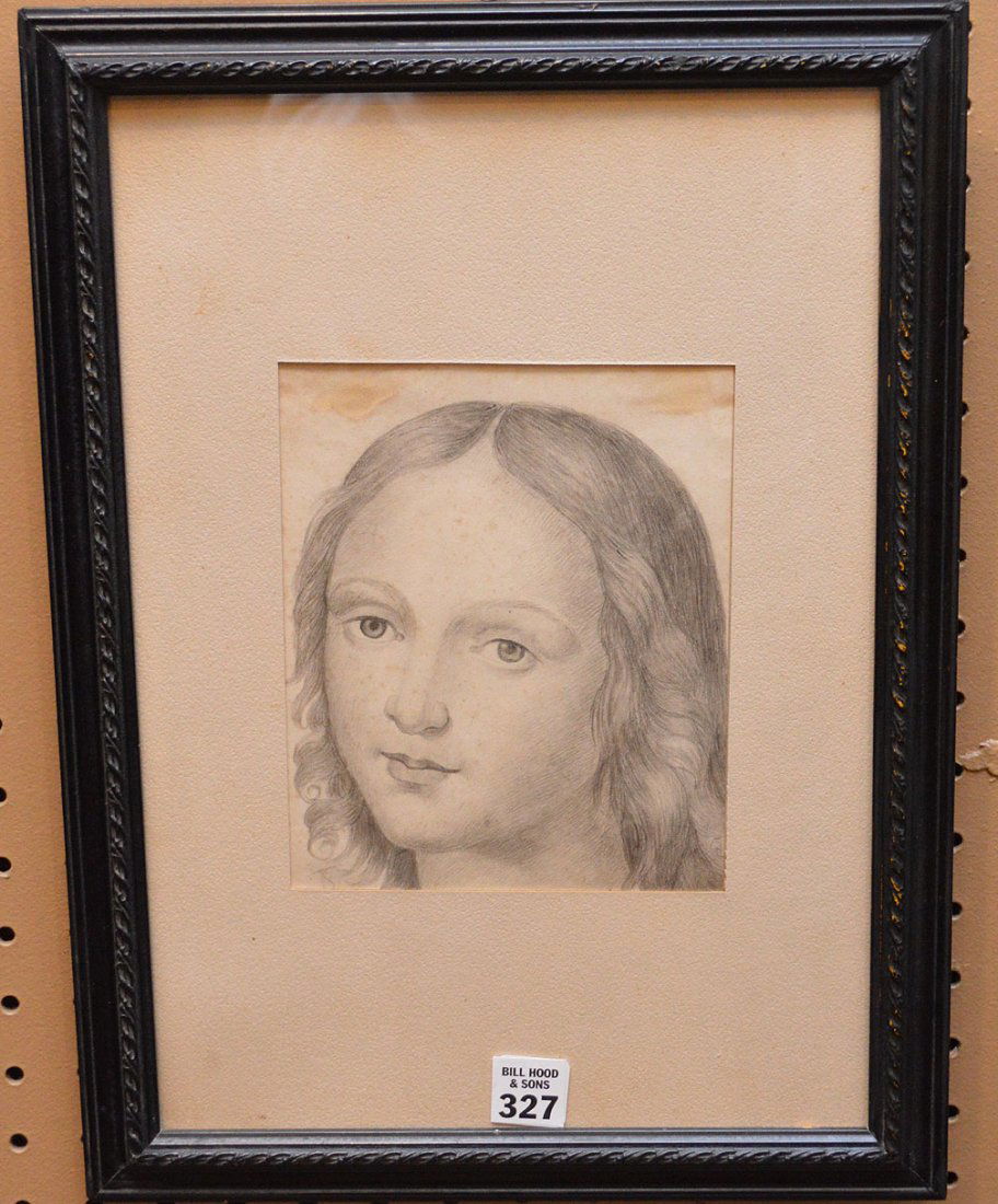 Attributed to: Thomas Sully (American: Attributed to: Thomas Sully (American 1783-1872) portrait of a young girl, pencil on paper, bears initials “T.S.”, image size 7 1/8 x 5 7/8"