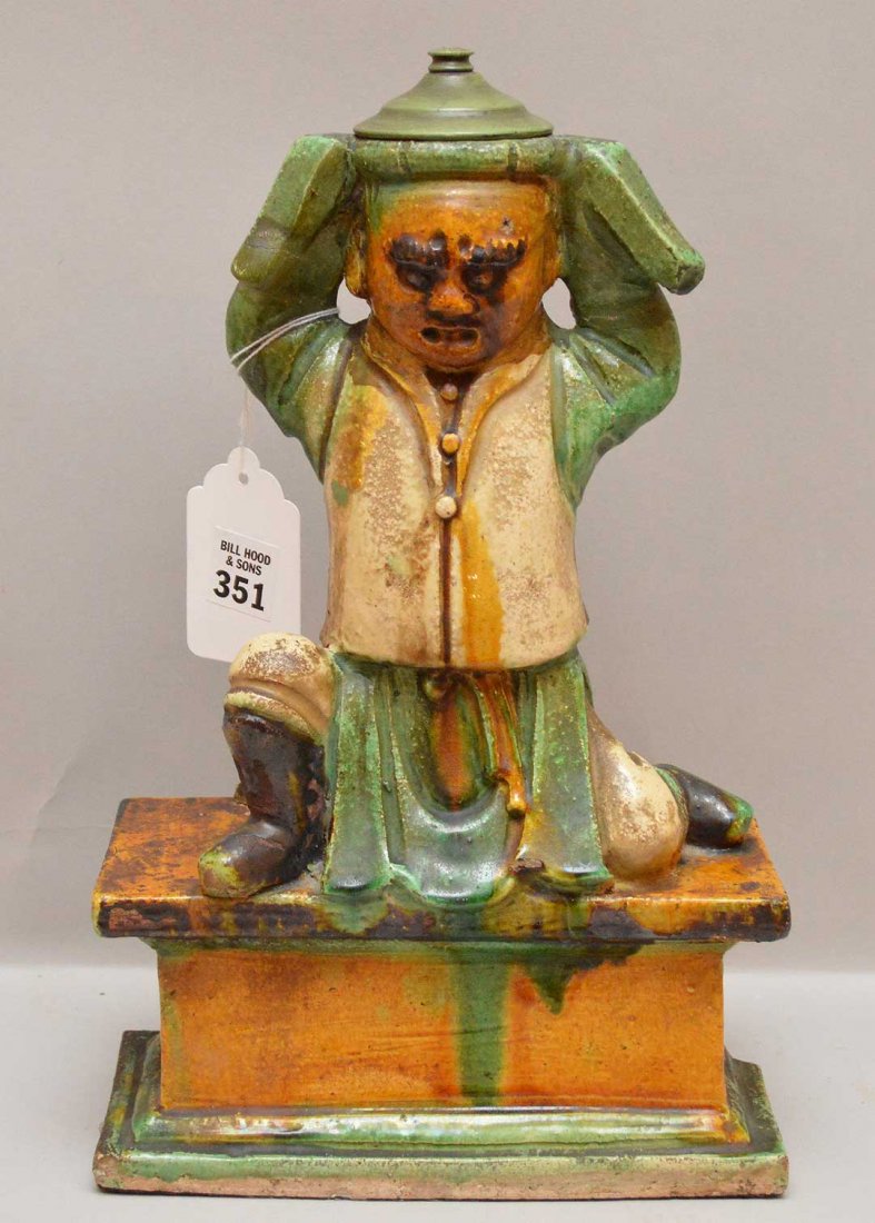Oriental ceramic figure, 13 1/2"h x 8 1/2"w (chip at (1 of 4)