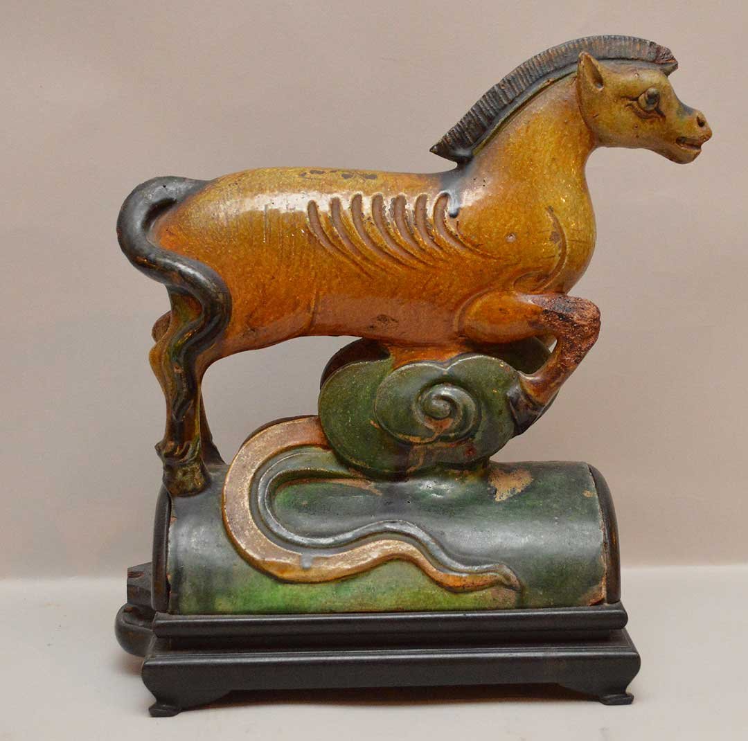 Antique Chinese horse roof tile, "Ethura" 12 1/2"h x (1 of 6)