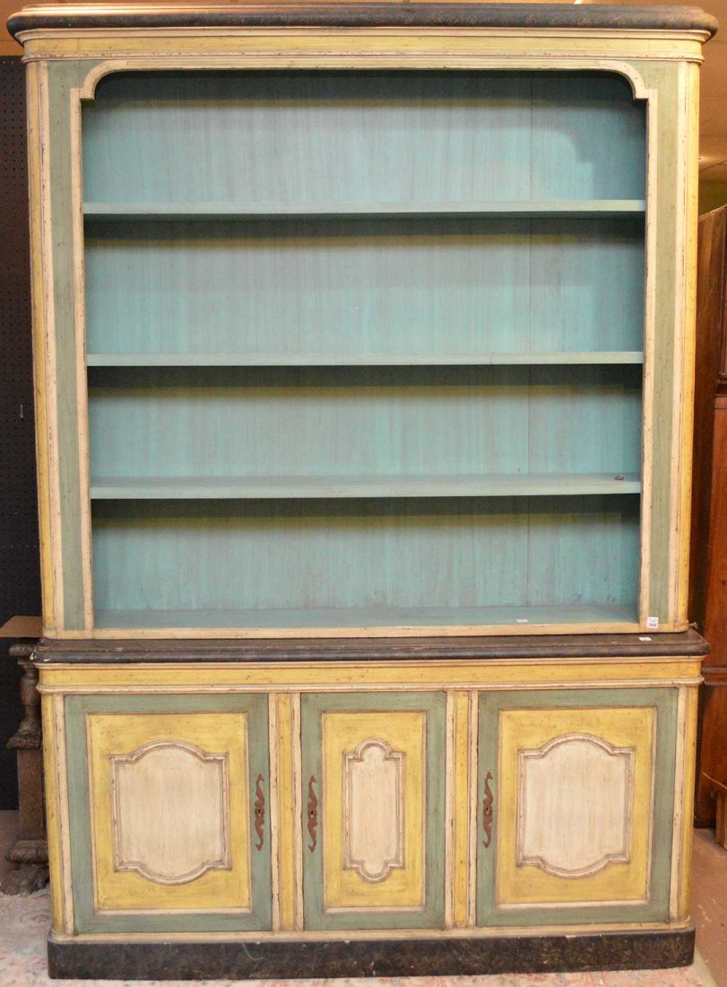 Painted vintage breakfront, open shelving above 3 (1 of 3)