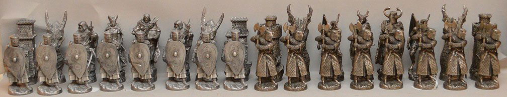 Large Pewter Hand Crafted Chess Set.  Condition: good. (1 of 10)