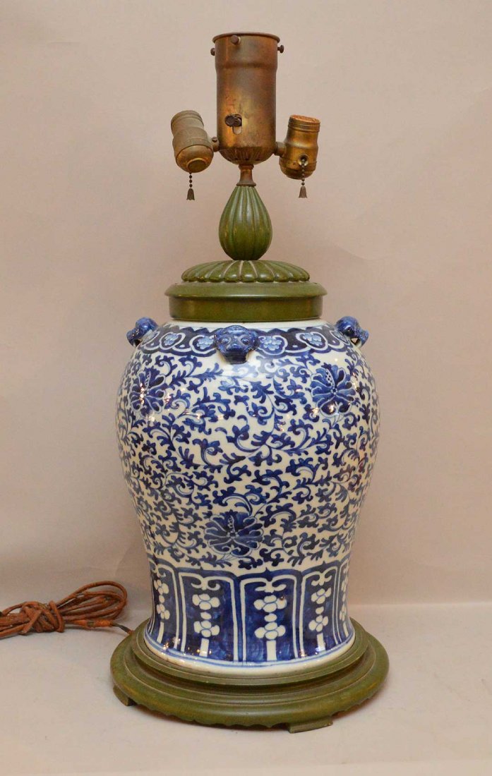 Vintage Chinese Blue & White Porcelain Vase/Lamp, vase (1 of 3)