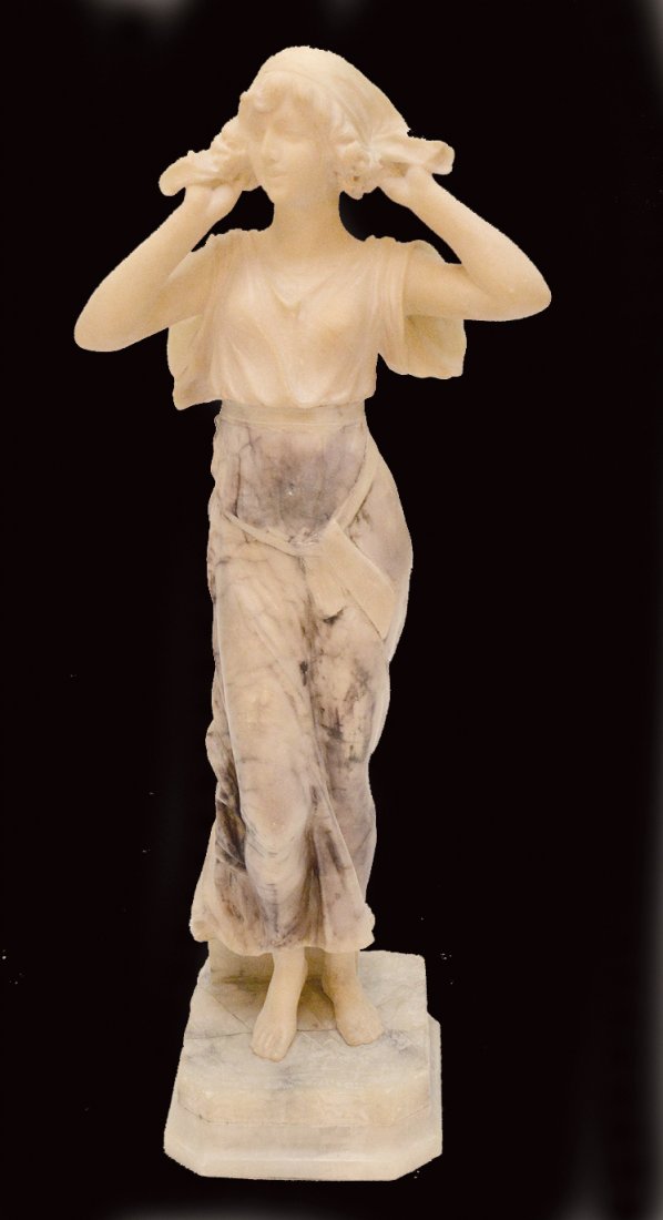 Pietro Bazzanti Alabaster Sculpture of a woman with a (1 of 6)