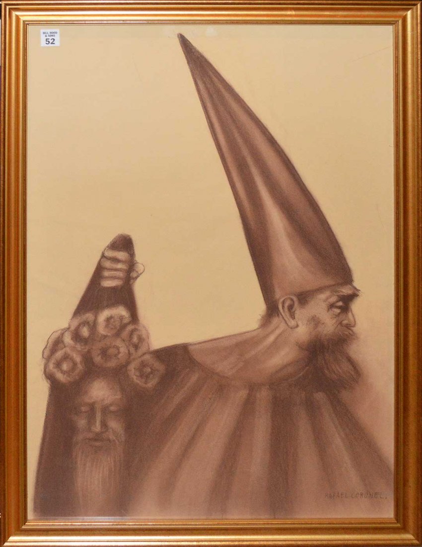 Rafael Coronel  (Mexican born 1932) brown charcoal, (1 of 4)