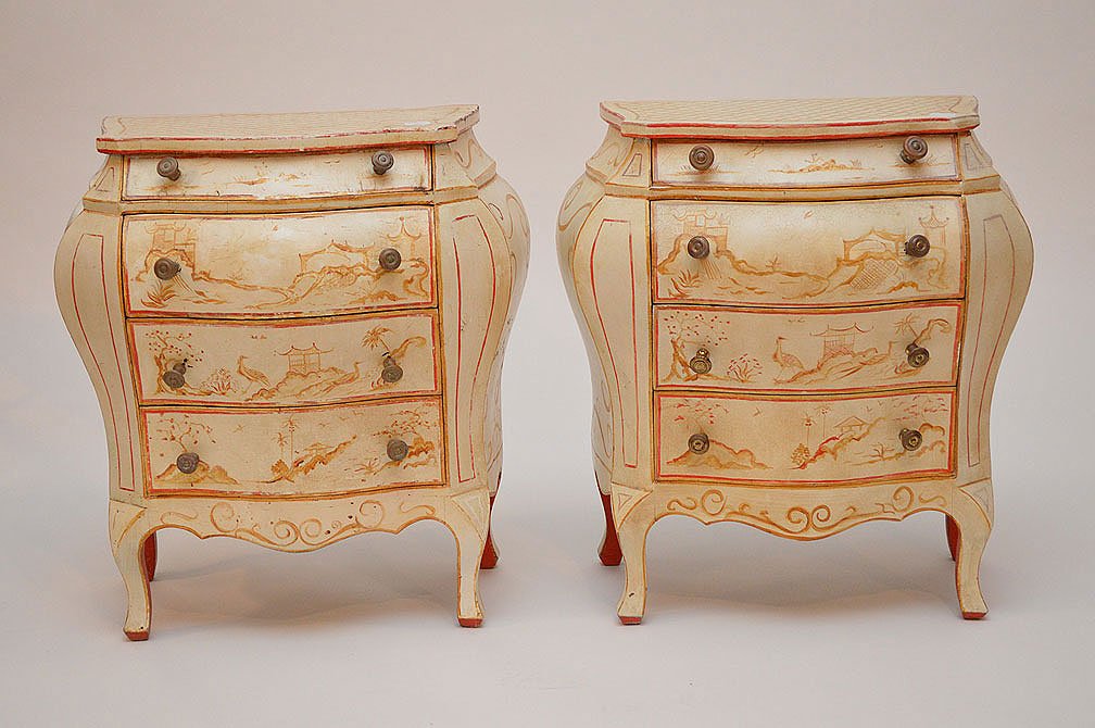 Pair small 4 drawer bombay painted chests, 21"h x 14 (1 of 5)