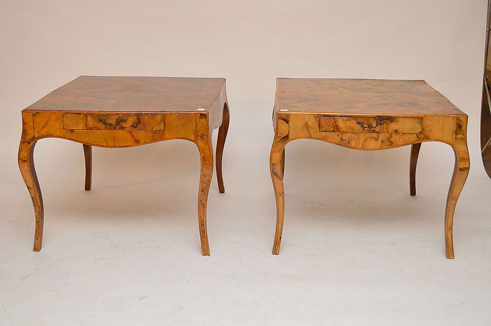 Pair of Italian wood end tables with single drawer, (1 of 5)