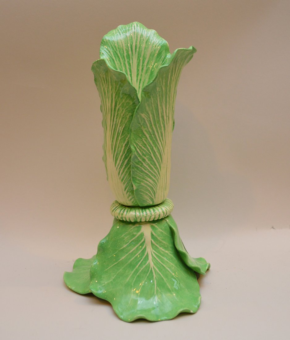 Dodie Thayer Single lettuce candlestick, signed Au Bon (1 of 6)