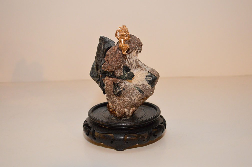 14K Gold Figure mounted on a stone base. Condition:: 14K Gold Figure mounted on a stone base. Condition: good. Ht. 6"