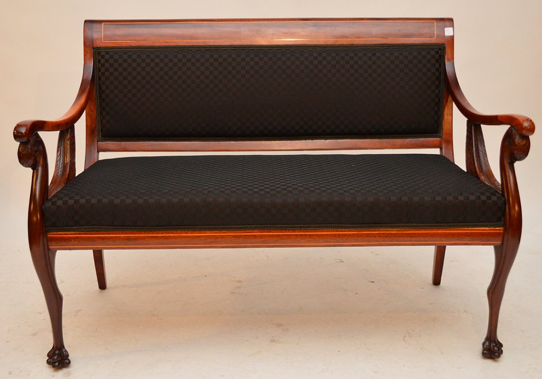 Russian Empire Settee, Russia, c. 1800, mahogany veneer (1 of 5)