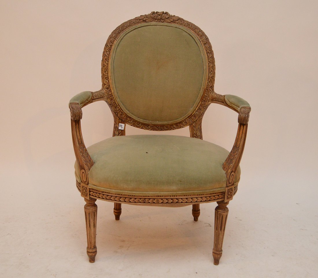 Louis XVI carved framed arm chair (1 of 5)