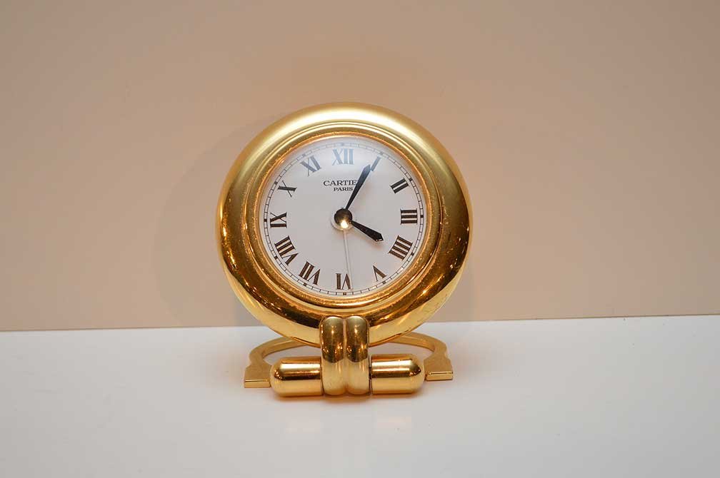 Cartier Travel Clock.  Condition: good. Ht. 3 3/4" (1 of 4)
