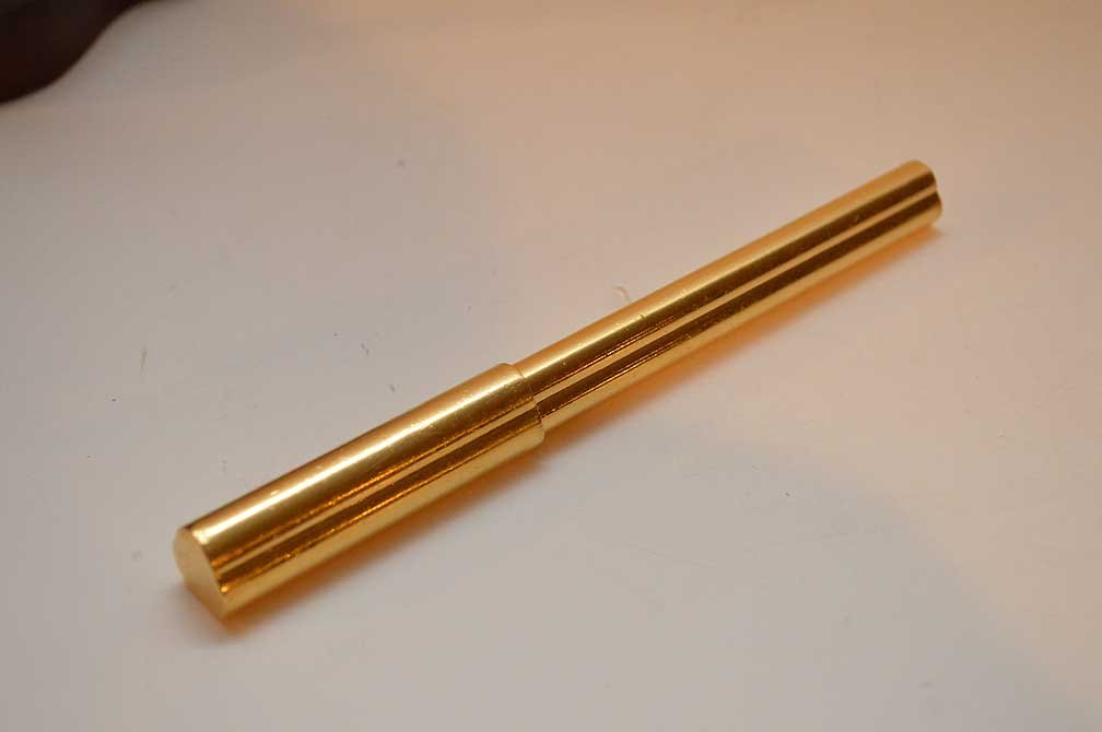Bvlgari Gold Plated Pen. Condition: minor wear. Lth.: Bvlgari Gold Plated Pen. Condition: minor wear. Lth. 6"
