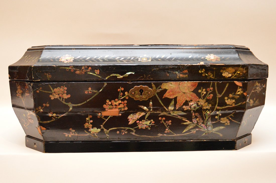 Early Chinese lacquered box with multi-compartments, (1 of 4)