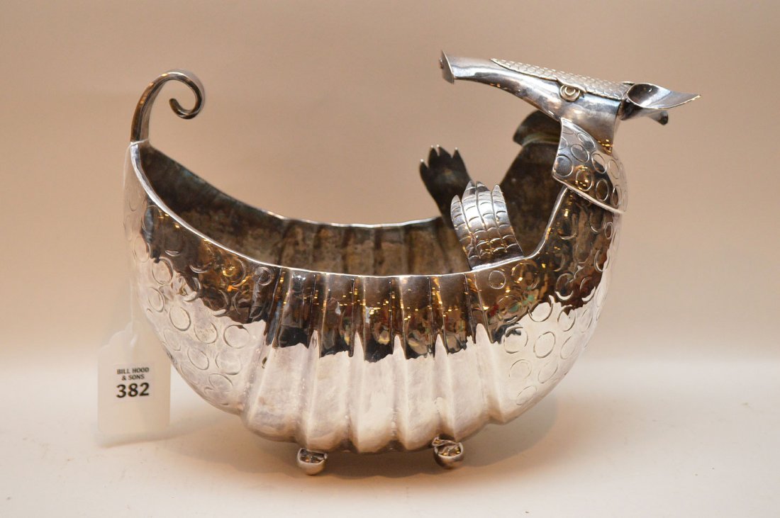 Mexican hand hammered silver plate centerpiece footed (1 of 8)