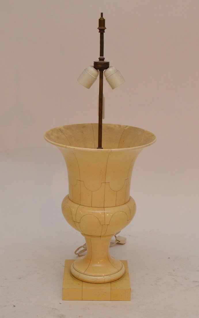 Faux ivory 2 lite lamp, signed "J. Roger, Made In (1 of 2)