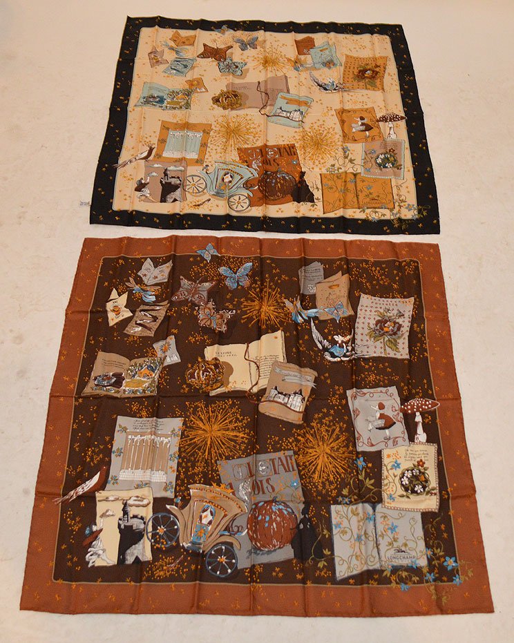 2 Longchamps scarves, brown colors: 2 Longchamps scarves, brown colors