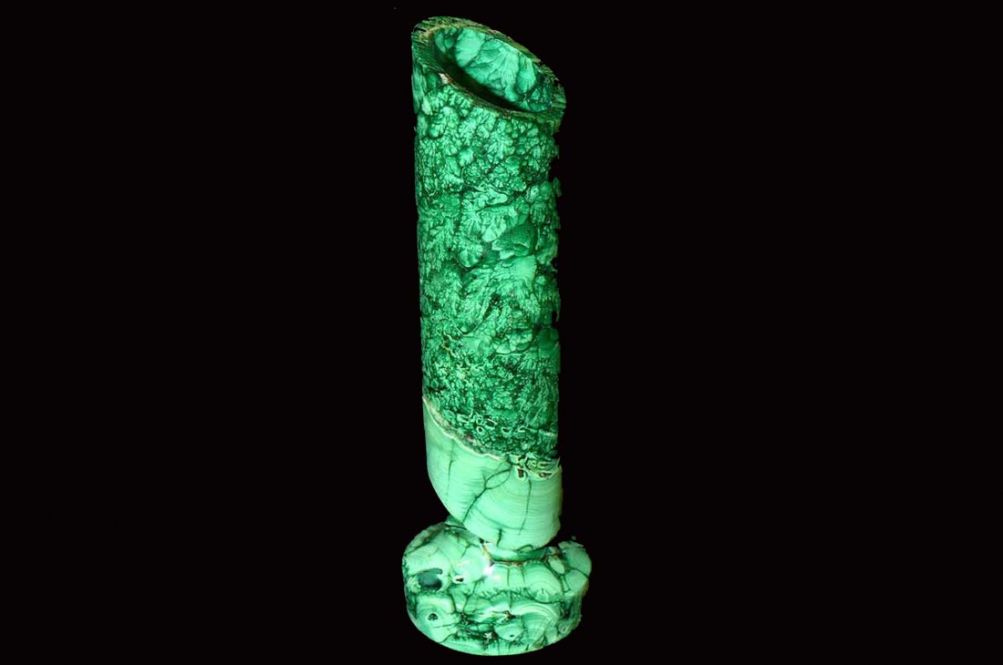 Modern style malachite vase, 11 1/8"h (1 of 4)