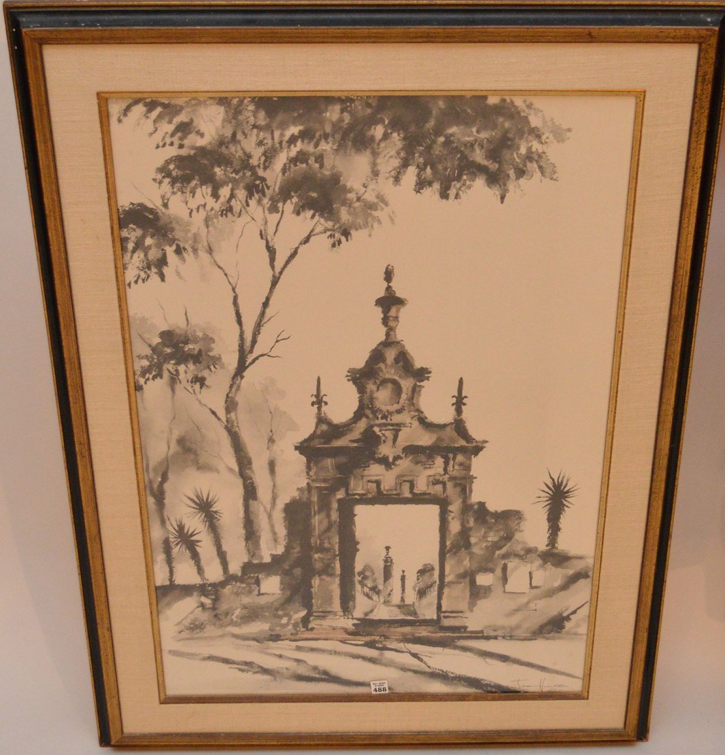 John Hulse  (fl. 1960-1970) Watercolor, Baroque Doorway (1 of 6)