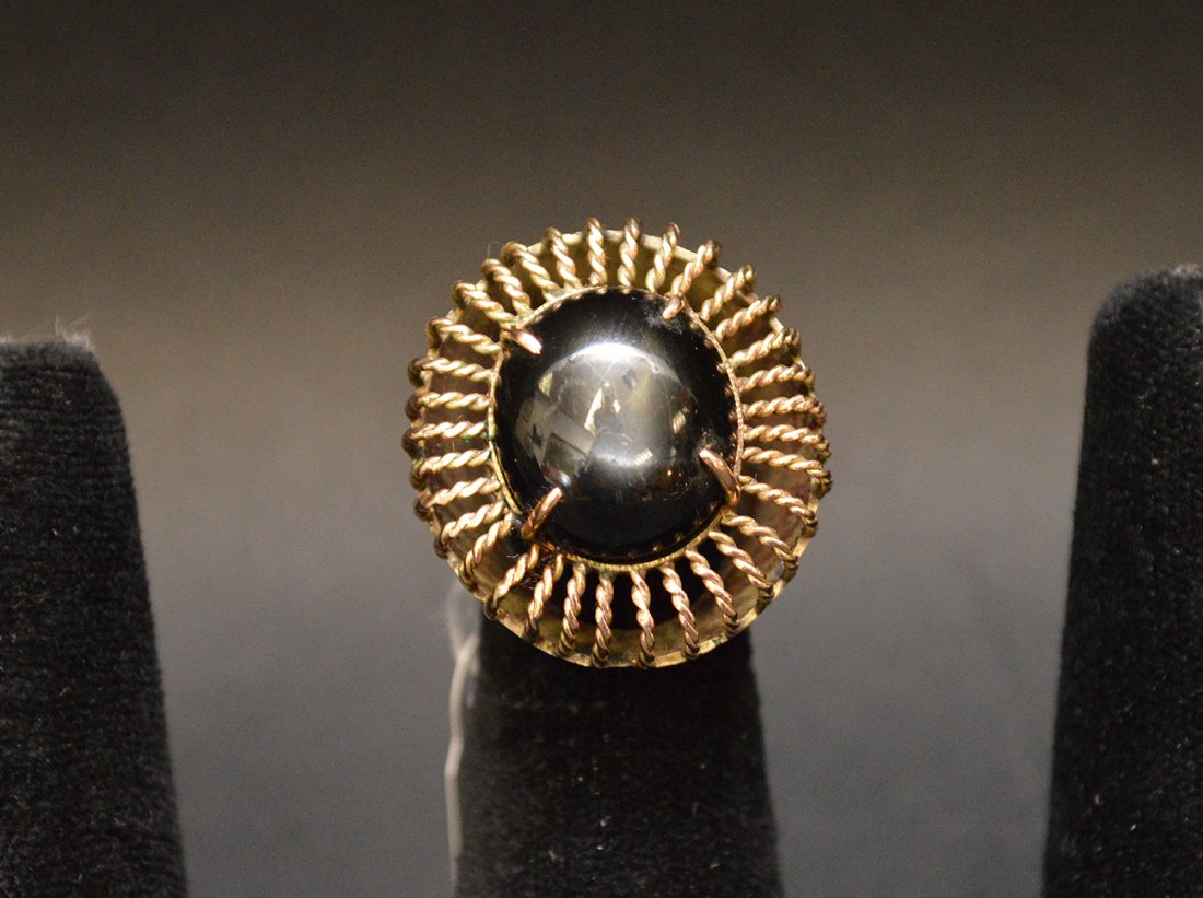 Ring, Black Star Sapphire, 14kt yellow, unstamped, (1 of 3)