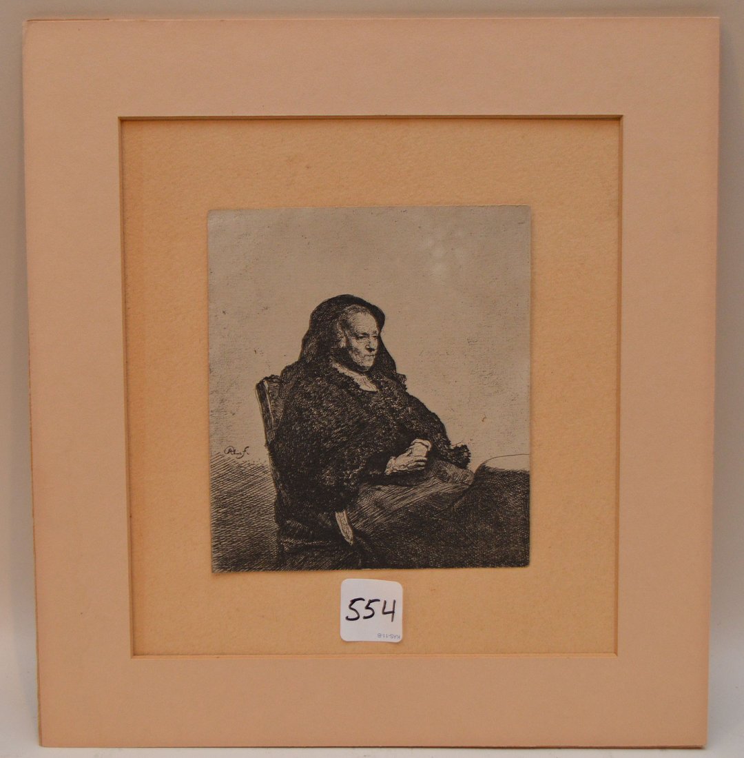 Rembrandt etching,  “Rembrandt’s Mother Seated At A (1 of 3)