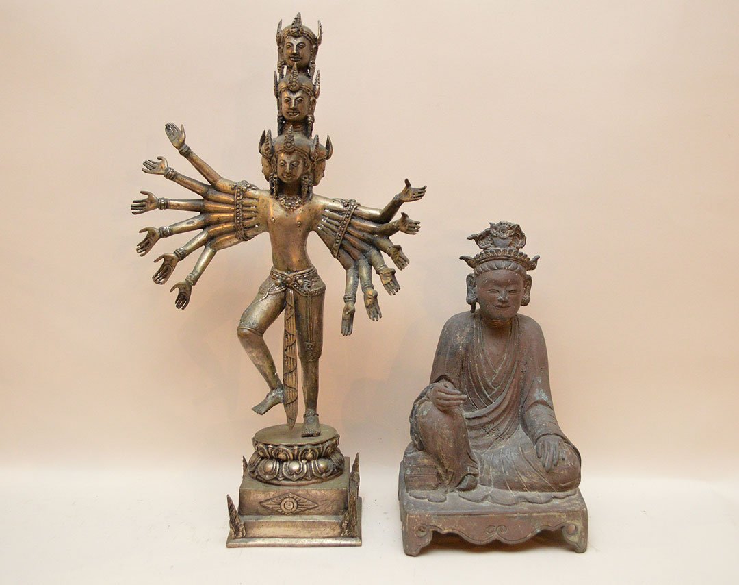 2pc. Sculpture with 3 heads and 12 hands (19 1/2"h x (1 of 6)