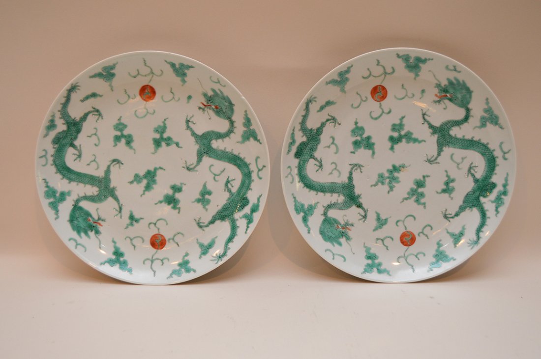 Pair of early Chinese Export Famile Verte, Dong Vang (1 of 3)