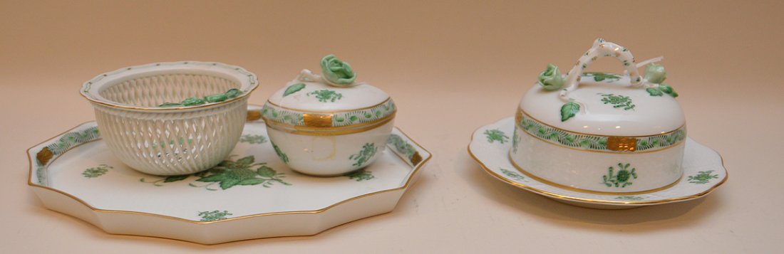 4 Herend pieces, incl; covered dish (5 1/2"w), covered (1 of 3)