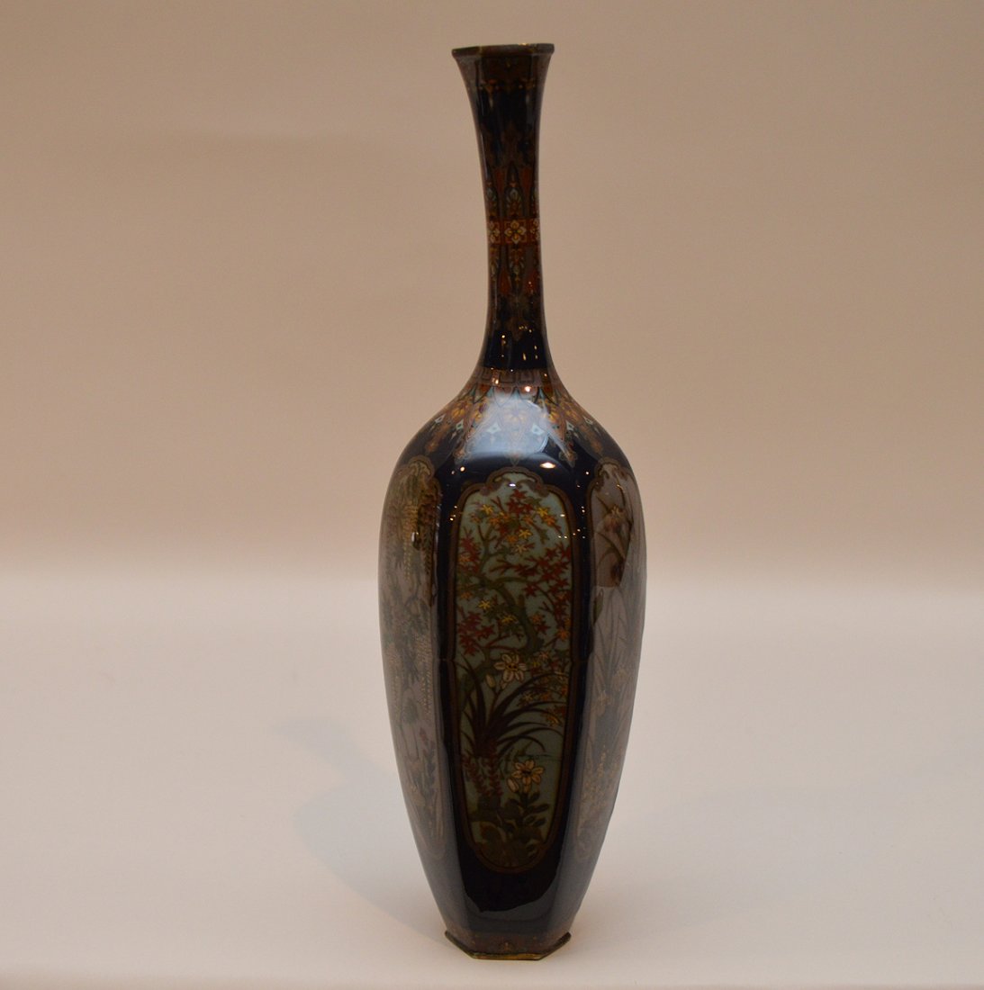 Two enamel Japanese vases 6 1/2"h and 10"h (1 of 10)