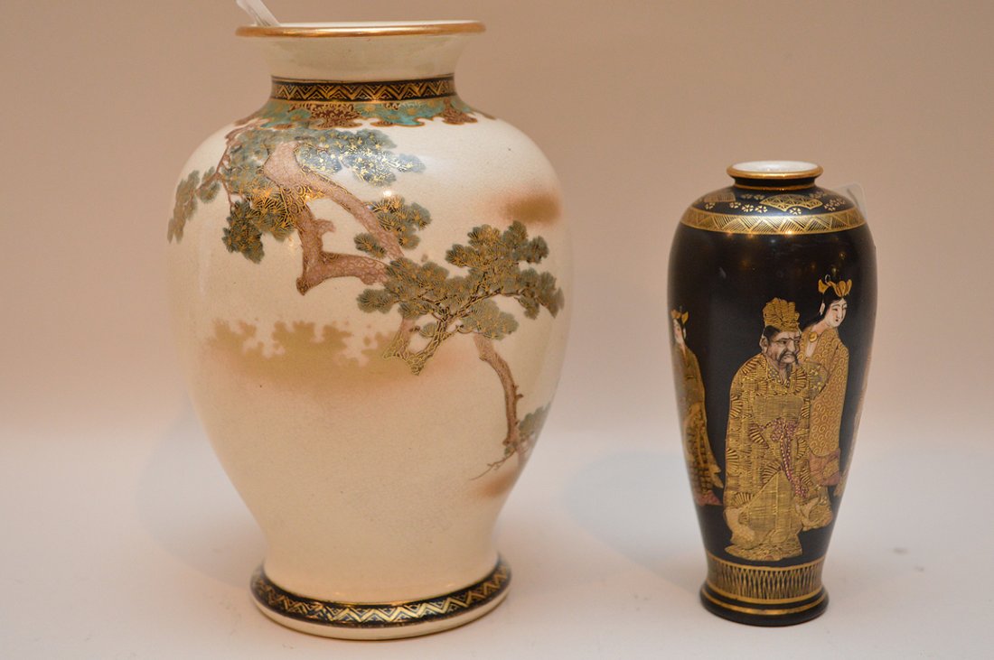 2 Satsuma vases, 4 7/8"h and 6 1/2"H (1 of 10)