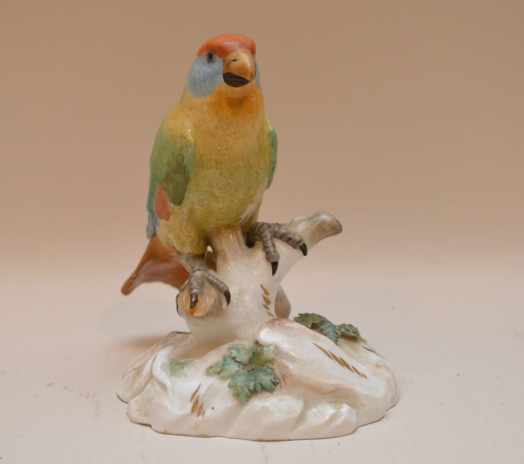 Antique Meissen bird perched on tree, 4 3/4"h (1 of 4)