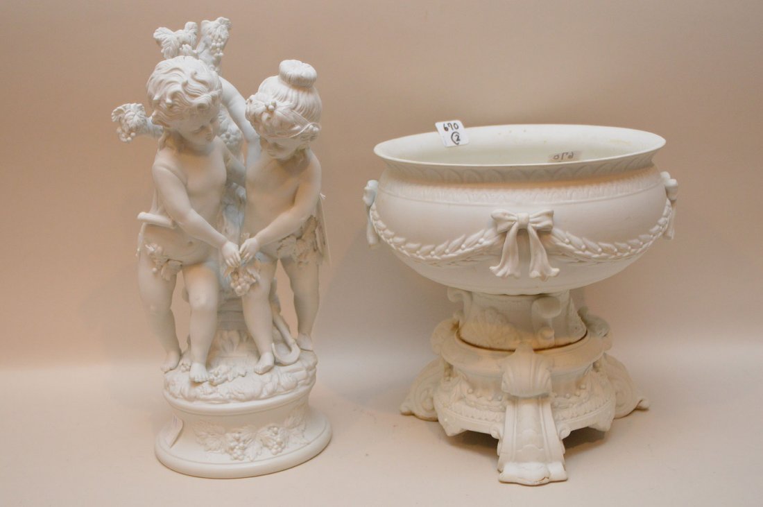 2 pcs, incl; sculpture of 2  children (14"h x 5 1/2"w) (1 of 3)