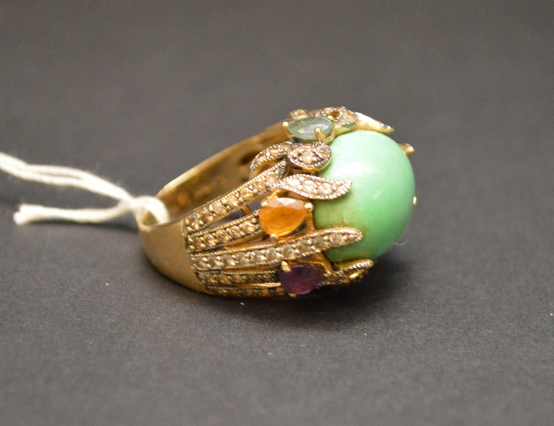 Turquoise Levian Ring set with diamonds, citrine, (1 of 4)