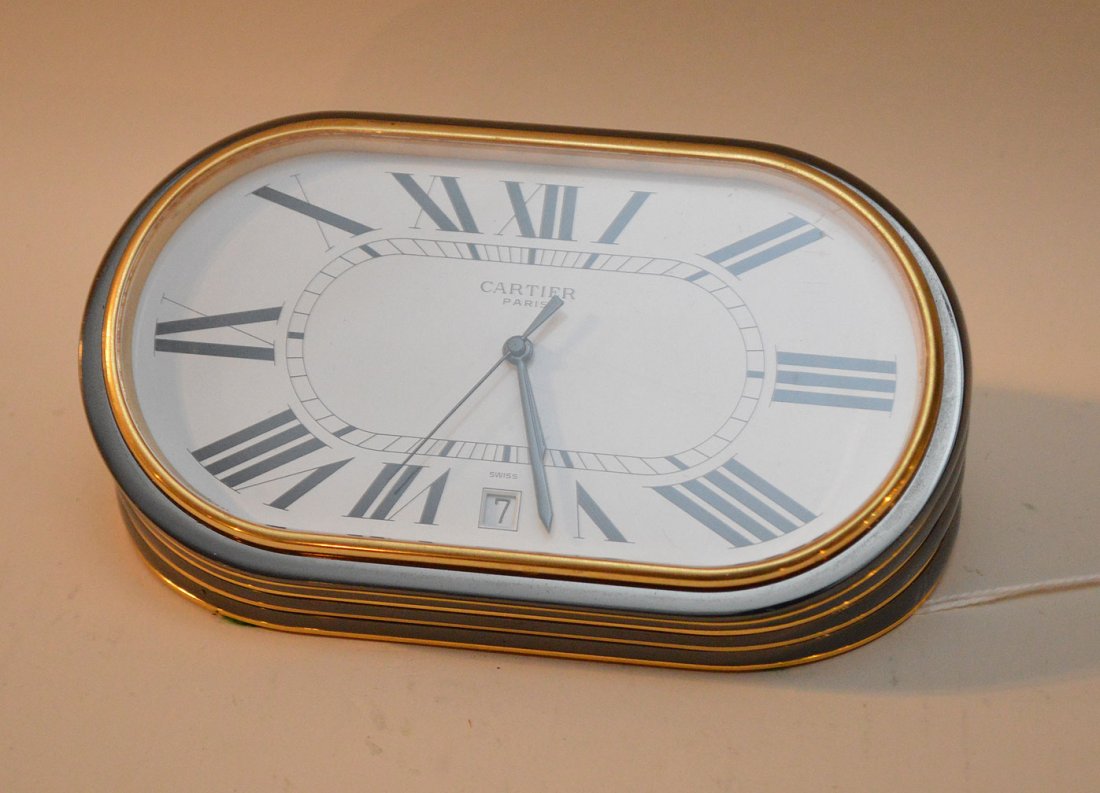 Cartier Travel Clock.  Condition: good.  Lth. 5 1/2" (1 of 5)