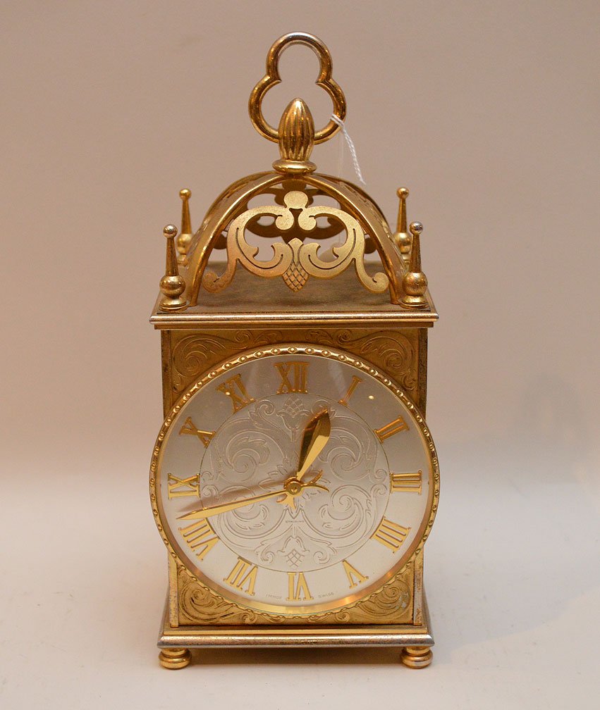 Bronze Swiss Clock.  Condition: good. Ht. 11 1/2" (1 of 5)
