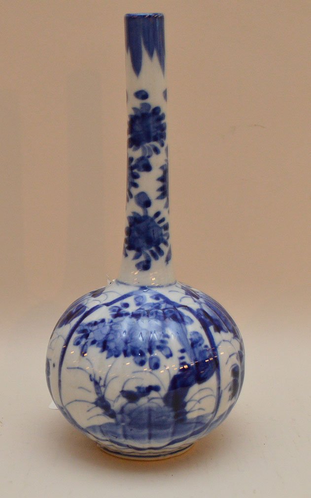 Antique Blue and White Porcelain Vase. Condition: good: Antique Blue and White Porcelain Vase. Condition: good with minor normal wear. Ht. 9 1/2"
