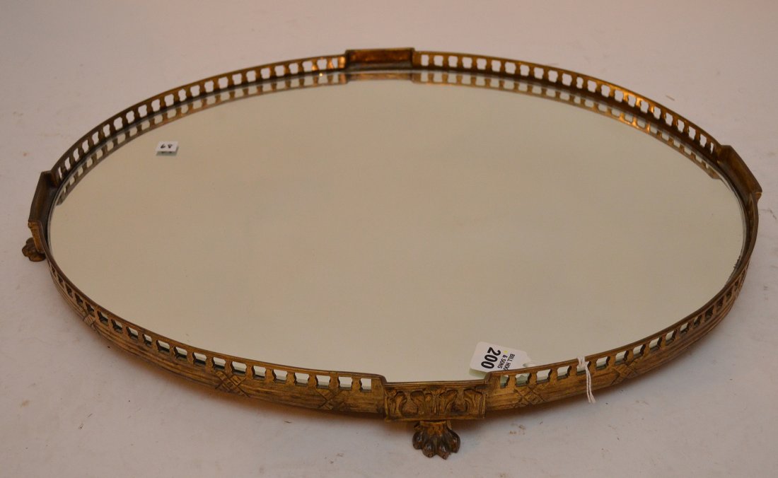French Empire Bronze Mirrored Plateau with reticulated (1 of 2)