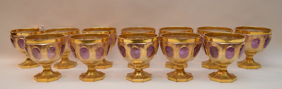 12 unusual Moser dessert/goblets with oval amethyst (1 of 4)