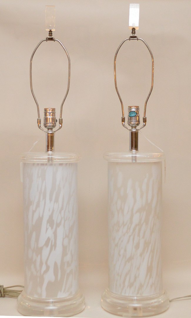 Pair of large modern Lucite lamps, 33"h (1 of 6)