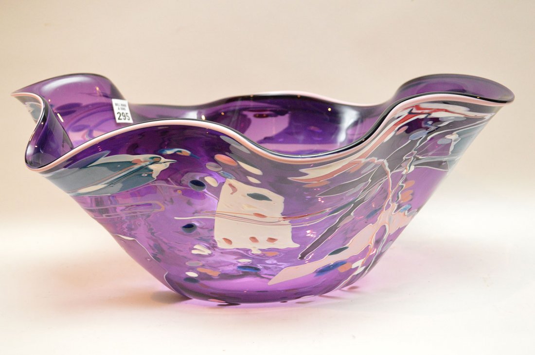 Large Art Glass Bowl by Stephen Rich Nelson: Large Art Glass Bowl. Condition: good. By Stephen Rich Nelson signed. Ht. 8 1/2" Wth. 19"