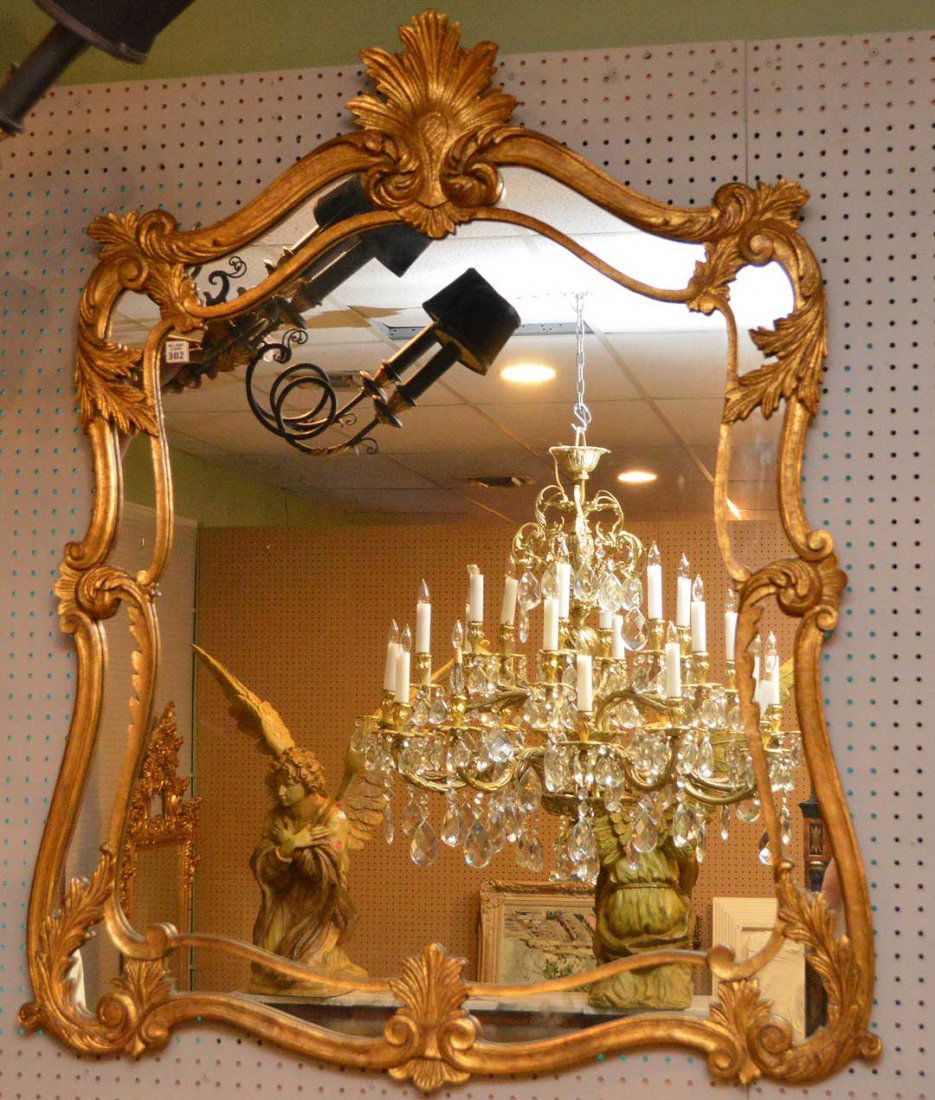 Gilded framed mirror, 50"h x 36"w (1 of 4)