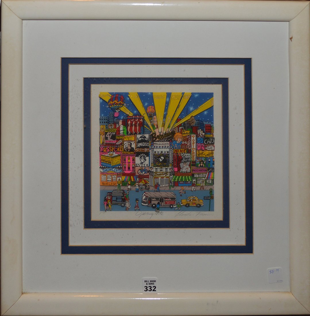 Charles Fazzino (AMERICAN, 1955) 3d PoP Art, "Opening: Charles Fazzino (AMERICAN, 1955) 3d PoP Art, "Opening Nite" pencil signed, approx. image size is 8" x 8"