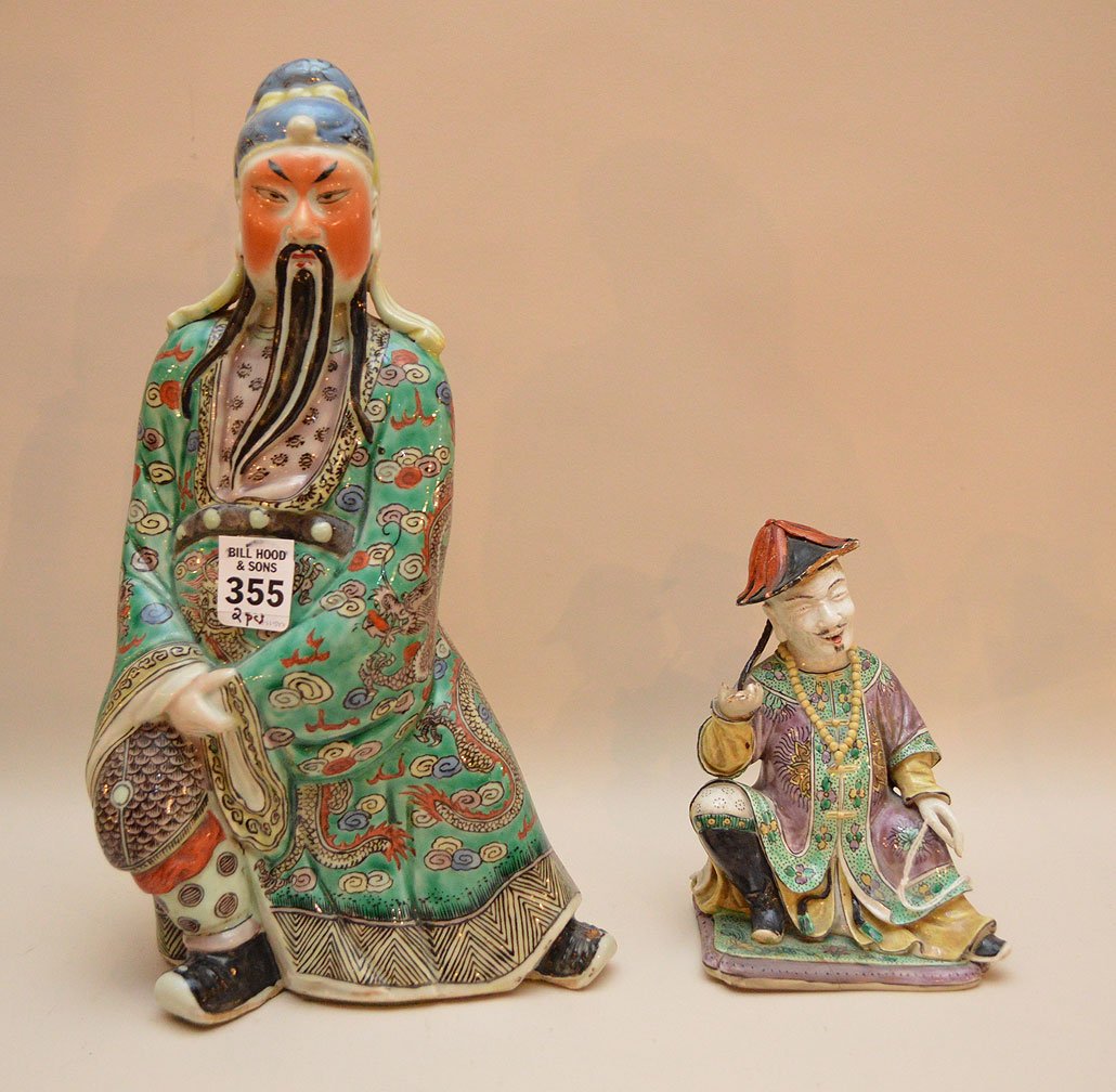 Two Chinese Porcelain Figures.  Larger Ht. 13" Smaller (1 of 6)