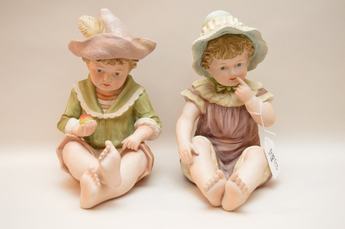 Pair porcelain piano babies, approx. 12"h: Pair porcelain piano babies, approx. 12"h