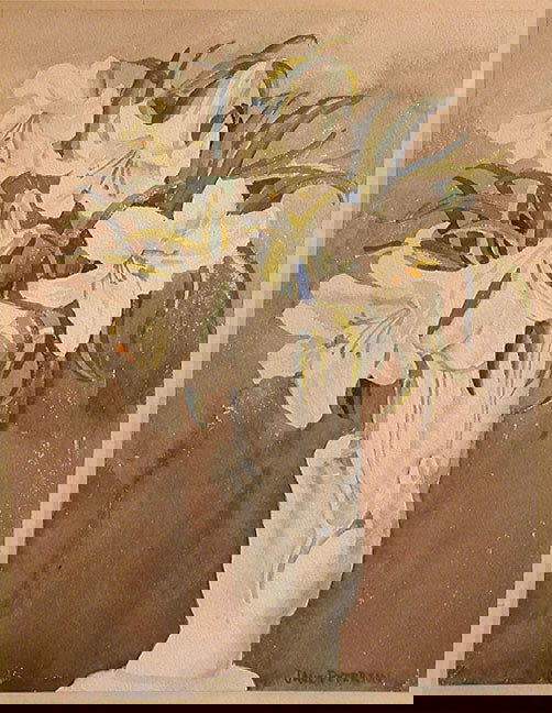 Jane Peterson NY N.Y. American watercolor floral: Jane Peterson, 1876-1965, N.Y., N.Y., watercolor, floral still life, 14" x 16"