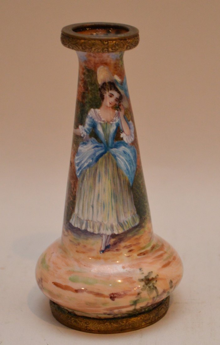 French enamel vase, 4"h (1 of 4)